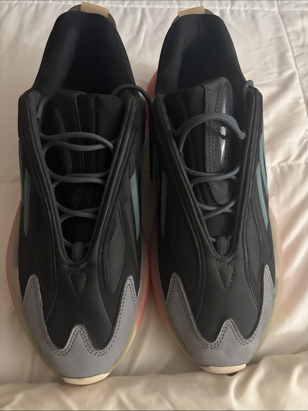 adidas Men's Black Sneakers with Gray and Teal Accents (no box)